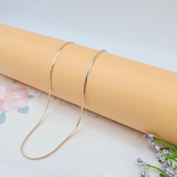 Elegant Rose Gold Flat Chain Necklace, 18 Inch, Gold Plated Brass, XPNL0052 - Picture 4 of 12